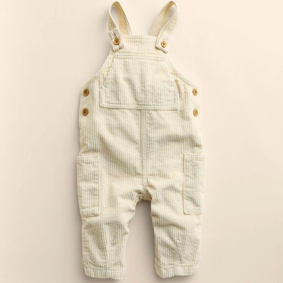 NWT!! 2T - Cream Corduroy Jumper/Overalls with Pockets Unisex - Picture 1 of 6